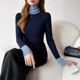 レイヤード風ニット 配色ニット タートルネック | COCOMOMO | 詳細画像18