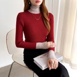 レイヤード風ニット 配色ニット タートルネック | COCOMOMO | 詳細画像26