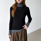 レイヤード風ニット 配色ニット タートルネック | COCOMOMO | 詳細画像28