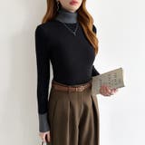 レイヤード風ニット 配色ニット タートルネック | COCOMOMO | 詳細画像29