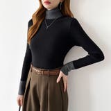 レイヤード風ニット 配色ニット タートルネック | COCOMOMO | 詳細画像30