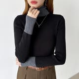 レイヤード風ニット 配色ニット タートルネック | COCOMOMO | 詳細画像31