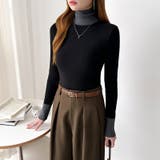 レイヤード風ニット 配色ニット タートルネック | COCOMOMO | 詳細画像36