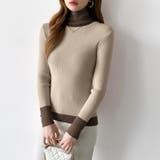 レイヤード風ニット 配色ニット タートルネック | COCOMOMO | 詳細画像37