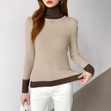 レイヤード風ニット 配色ニット タートルネック | COCOMOMO | 詳細画像38