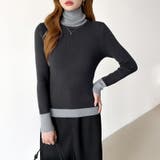 レイヤード風ニット 配色ニット タートルネック | COCOMOMO | 詳細画像39