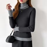 レイヤード風ニット 配色ニット タートルネック | COCOMOMO | 詳細画像40