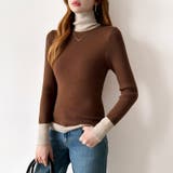 レイヤード風ニット 配色ニット タートルネック | COCOMOMO | 詳細画像44