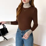 レイヤード風ニット 配色ニット タートルネック | COCOMOMO | 詳細画像48