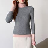 レイヤード風ニット 配色ニット タートルネック | COCOMOMO | 詳細画像51