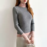 レイヤード風ニット 配色ニット タートルネック | COCOMOMO | 詳細画像52