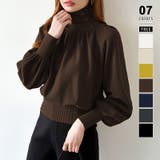 ダークブラウン | 2wayネックバルーンスリーブニット ハイネック ニット | COCOMOMO