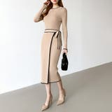 バイカラータイトワンピース ニットワンピース リボンワンピース | COCOMOMO | 詳細画像3 