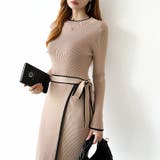 バイカラータイトワンピース ニットワンピース リボンワンピース | COCOMOMO | 詳細画像6 