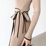 バイカラータイトワンピース ニットワンピース リボンワンピース | COCOMOMO | 詳細画像7 