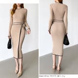 バイカラータイトワンピース ニットワンピース リボンワンピース | COCOMOMO | 詳細画像8 