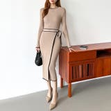 バイカラータイトワンピース ニットワンピース リボンワンピース | COCOMOMO | 詳細画像10 