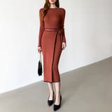 バイカラータイトワンピース ニットワンピース リボンワンピース | COCOMOMO | 詳細画像11 