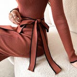 バイカラータイトワンピース ニットワンピース リボンワンピース | COCOMOMO | 詳細画像15 