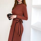 バイカラータイトワンピース ニットワンピース リボンワンピース | COCOMOMO | 詳細画像18 