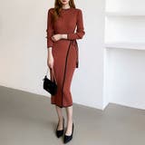 バイカラータイトワンピース ニットワンピース リボンワンピース | COCOMOMO | 詳細画像19 