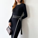 バイカラータイトワンピース ニットワンピース リボンワンピース | COCOMOMO | 詳細画像27 