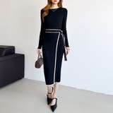 バイカラータイトワンピース ニットワンピース リボンワンピース | COCOMOMO | 詳細画像28 