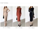 バイカラータイトワンピース ニットワンピース リボンワンピース | COCOMOMO | 詳細画像34 