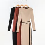 バイカラータイトワンピース ニットワンピース リボンワンピース | COCOMOMO | 詳細画像30 