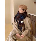 チェック柄マフラー マフラー ロゴタグマフラー | COCOMOMO | 詳細画像12 