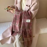 チェック柄マフラー マフラー ロゴタグマフラー | COCOMOMO | 詳細画像2 