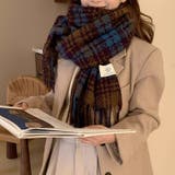 チェック柄マフラー マフラー ロゴタグマフラー | COCOMOMO | 詳細画像8 