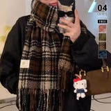 ブラウン | チェック柄マフラー マフラー ロゴタグマフラー | COCOMOMO