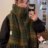 グリーン | チェック柄マフラー マフラー ロゴタグマフラー | COCOMOMO