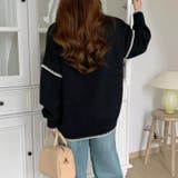 配色ステッチニット ドロップショルダー ニットセーター | COCOMOMO | 詳細画像17