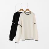 配色ステッチニット ドロップショルダー ニットセーター | COCOMOMO | 詳細画像18