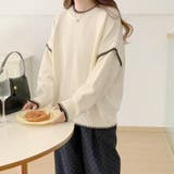 配色ステッチニット ドロップショルダー ニットセーター | COCOMOMO | 詳細画像5