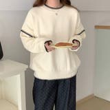 配色ステッチニット ドロップショルダー ニットセーター | COCOMOMO | 詳細画像9