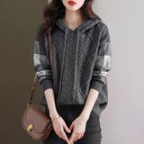 ケーブル編みニット ニットパーカー ニットセーター | COCOMOMO | 詳細画像16 