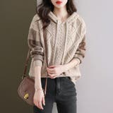 ケーブル編みニット ニットパーカー ニットセーター | COCOMOMO | 詳細画像6 