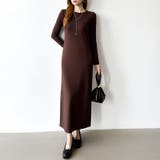 縦ラインで魅せるIラインロングワンピース ストレッチワンピース iラインワンピース | COCOMOMO | 詳細画像13