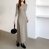 縦ラインで魅せるIラインロングワンピース ストレッチワンピース iラインワンピース | COCOMOMO | 詳細画像29