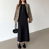 縦ラインで魅せるIラインロングワンピース ストレッチワンピース iラインワンピース | COCOMOMO | 詳細画像49