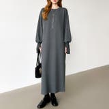 ボリュームスリーブワンピース ロングワンピース 指穴付き | COCOMOMO | 詳細画像12 