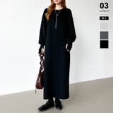 ブラック | ボリュームスリーブワンピース ロングワンピース 指穴付き | COCOMOMO