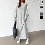 ライトグレー | ボリュームスリーブワンピース ロングワンピース 指穴付き | COCOMOMO