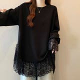 レース切り替えチュニックトップス レーストップス オーバーサイズ | COCOMOMO | 詳細画像10