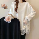 レース切り替えチュニックトップス レーストップス オーバーサイズ | COCOMOMO | 詳細画像1