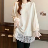 レース切り替えチュニックトップス レーストップス オーバーサイズ | COCOMOMO | 詳細画像3