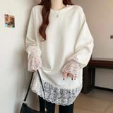 レース切り替えチュニックトップス レーストップス オーバーサイズ | COCOMOMO | 詳細画像4